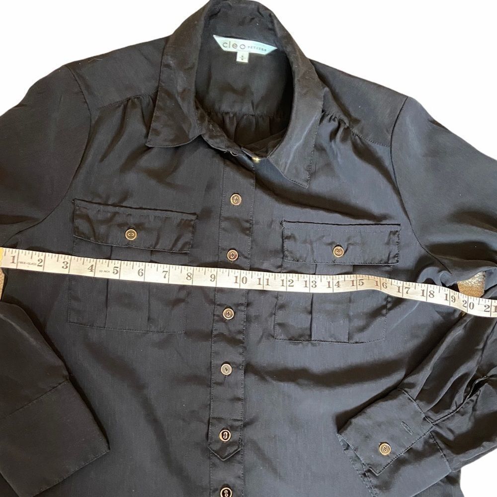 CLEO Petites Black Button Up Lightweight Top M - Picture 7 of 7